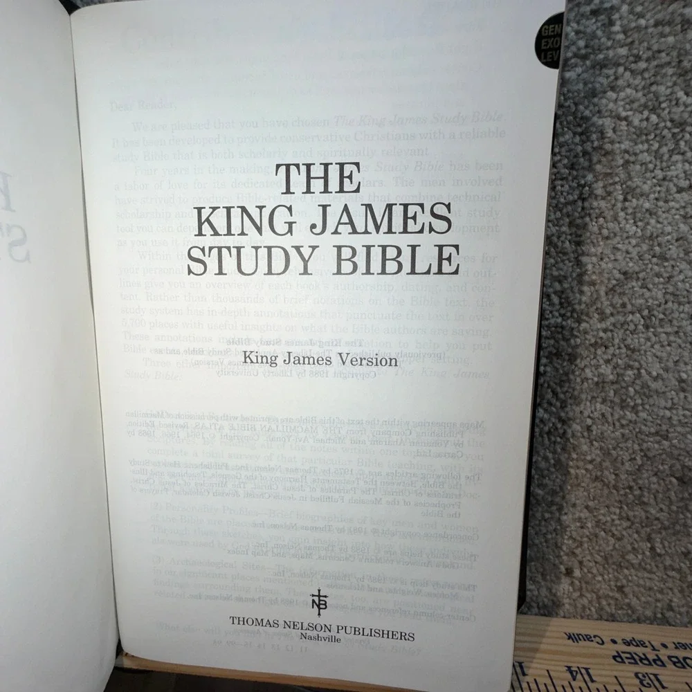 Thomas Nelson King James Study Bible KJV Black Bonded Leather Thumb Indexed Gilt